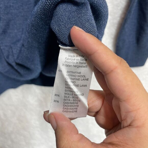 Paul Smith Sweater Medium Blue Merino Wool Silk Cashmere Blend Made in Italy - Picture 4 of 10